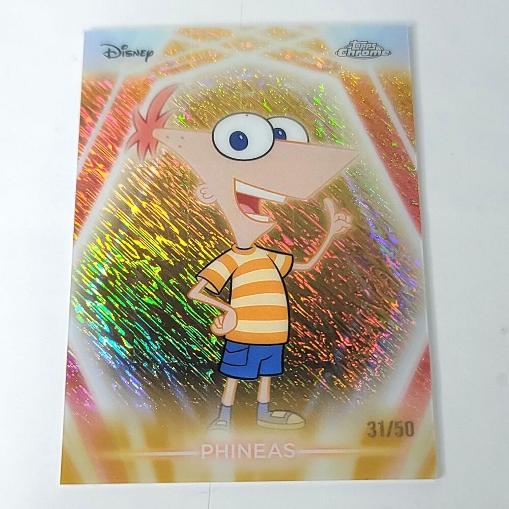 Phineas Topps 2026 Disney Neon Gold Shimmer Refractor Limited 31/50